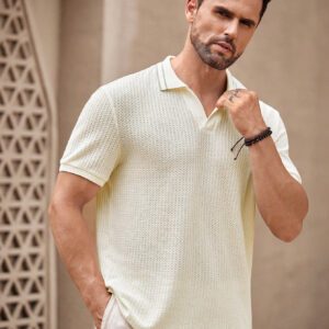 Manfinity KASUA Polo col V blanc pour hommes, col rayé