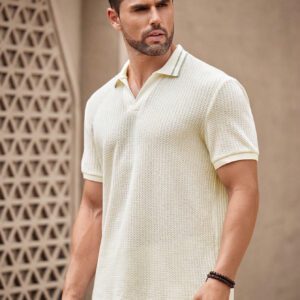 Manfinity KASUA Polo col V blanc pour hommes, col rayé