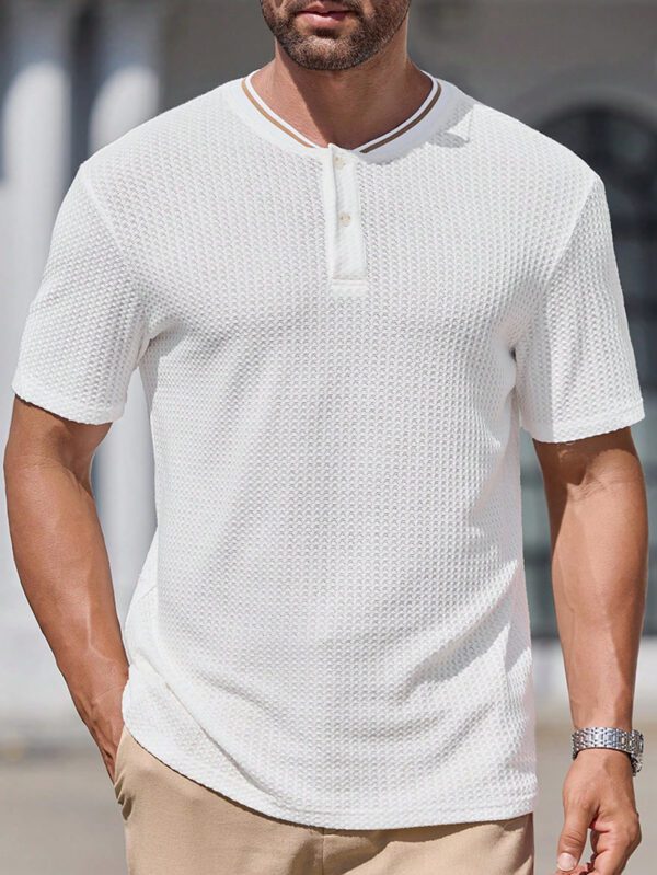 Manfinity Modomio Chemise polo à manches courtes col rond coupe slim pour homme, convient pour l'été