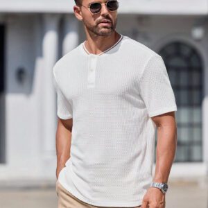 Manfinity Modomio Chemise polo à manches courtes col rond coupe slim pour homme, convient pour l'été