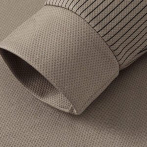 1 pièce Chemise polo à manches longues coupe slim rayée pour hommes, kaki, convient pour le voyage d'affaires léger en automne et en hiver
