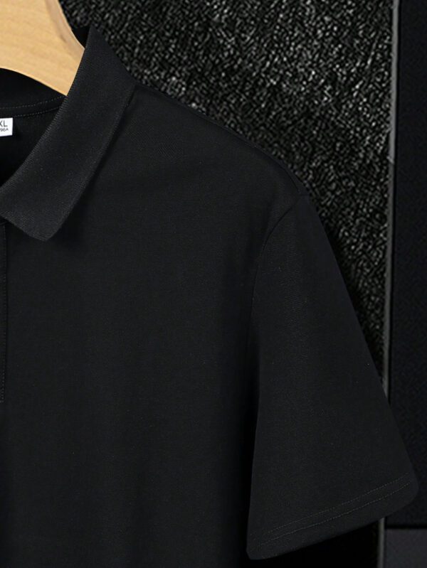 Polo Pour Homme De Couleur Unie Avec Demi-patte De Boutonnage – Image 6