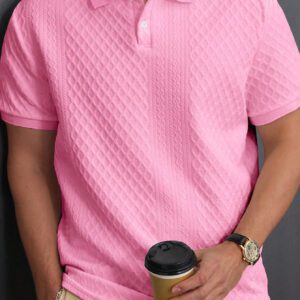 Manfinity Homme Polo casual pour homme en été à manches courtes et couleur unie pour la navette quotidienne
