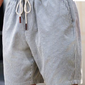Manfinity Modomio Shorts décontractés pour hommes, à taille mi-haute, tissé avec rayures et coupe ajustée, jambes droites, adaptés pour un port quotidien en été