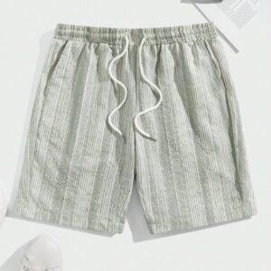 Manfinity ModaGents Shorts occasionnels amples pour homme à la taille à cordon de serrage et à imprimé rayé tissé avec poches
