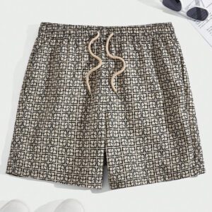 Manfinity Homme Shorts Imprimés Pour Hommes En Vrac Avec Taille Ajustable À Cordon De Serrage