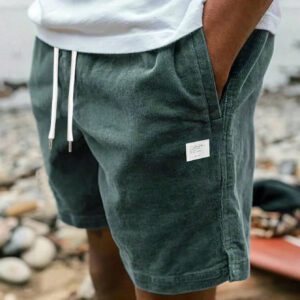 Shorts décontractés en velours côtelé pour hommes, pantalon polyvalent à cinq points