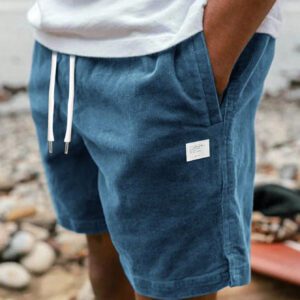 Shorts décontractés en velours côtelé pour hommes, pantalon polyvalent à cinq points