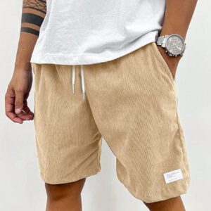 Shorts décontractés en coton côtelé pour hommes, shorts polyvalents jusqu'aux genoux