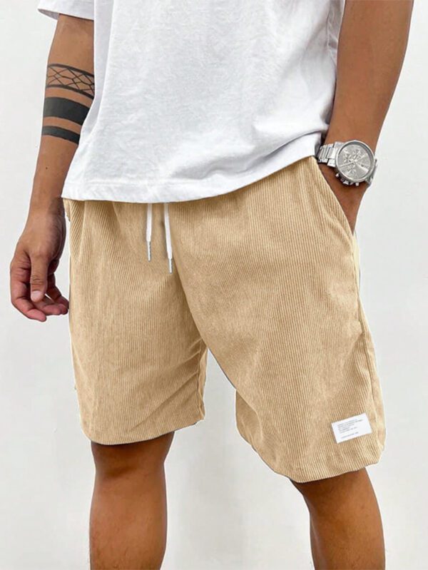 Shorts décontractés en coton côtelé pour hommes, shorts polyvalents jusqu'aux genoux