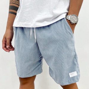 Shorts décontractés en coton côtelé pour hommes, shorts polyvalents jusqu'aux genoux