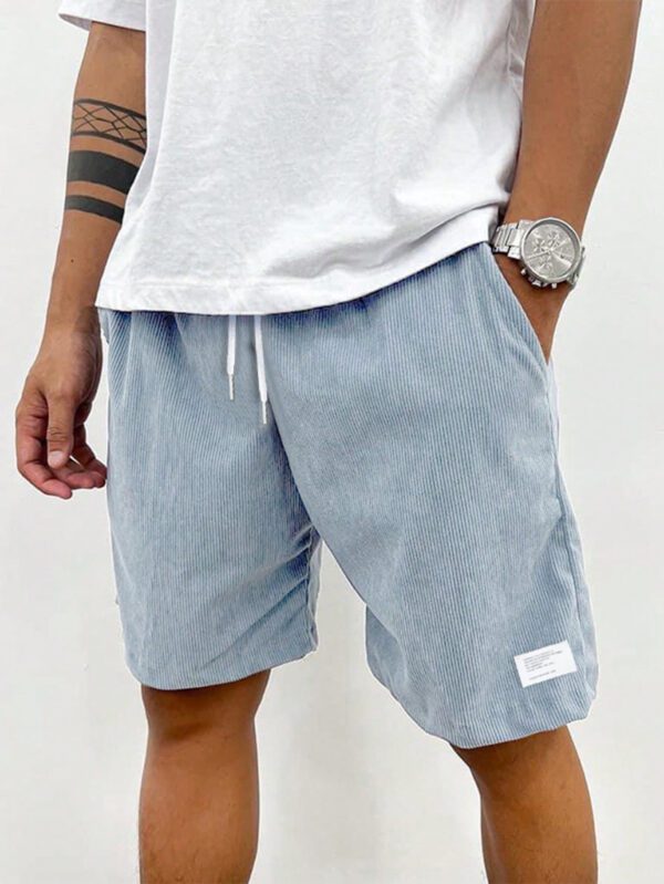 Shorts décontractés en coton côtelé pour hommes, shorts polyvalents jusqu'aux genoux – Image 2