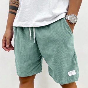Shorts décontractés en coton côtelé pour hommes, shorts polyvalents jusqu'aux genoux
