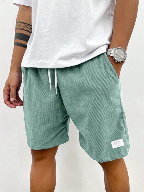 Shorts décontractés en coton côtelé pour hommes, shorts polyvalents jusqu'aux genoux – Image 3
