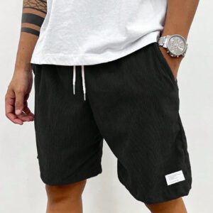 Shorts décontractés en coton côtelé pour hommes, shorts polyvalents jusqu'aux genoux