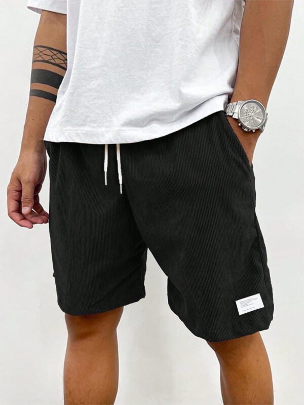 Shorts décontractés en coton côtelé pour hommes, shorts polyvalents jusqu'aux genoux – Image 4