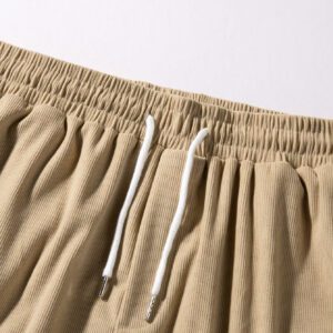 Shorts décontractés en coton côtelé pour hommes, shorts polyvalents jusqu'aux genoux