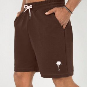 Shorts À Taille À Cordon De Serrage Imprimé Arbre De Coco Pour Hommes