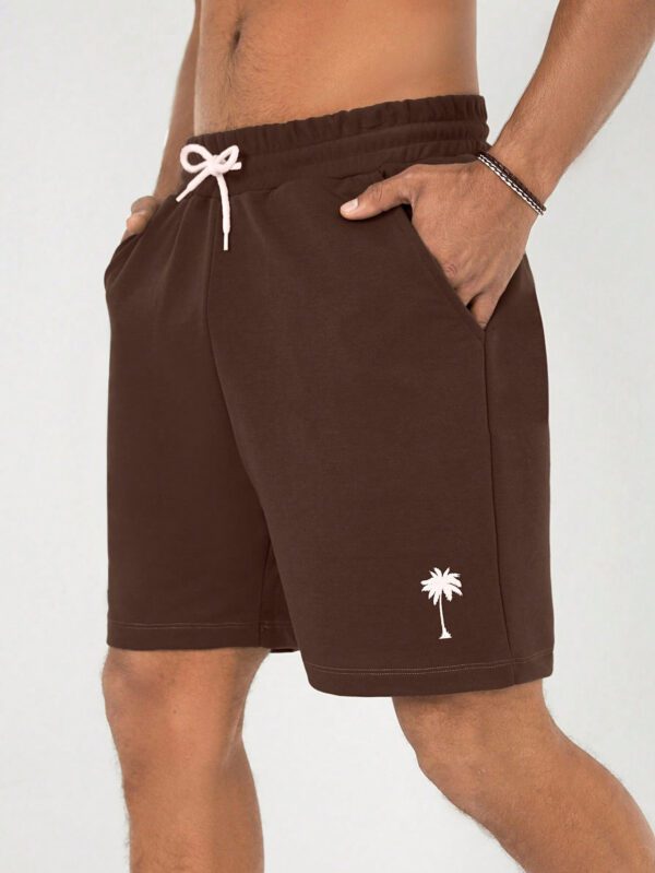 Shorts À Taille À Cordon De Serrage Imprimé Arbre De Coco Pour Hommes