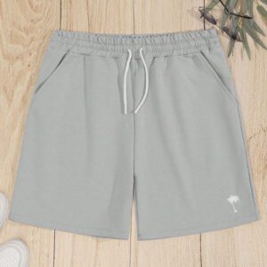 Shorts À Taille À Cordon De Serrage Imprimé Arbre De Coco Pour Hommes