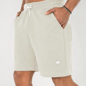 Shorts À Taille À Cordon De Serrage Imprimé Arbre De Coco Pour Hommes