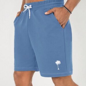 Shorts À Taille À Cordon De Serrage Imprimé Arbre De Coco Pour Hommes