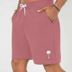 Shorts À Taille À Cordon De Serrage Imprimé Arbre De Coco Pour Hommes