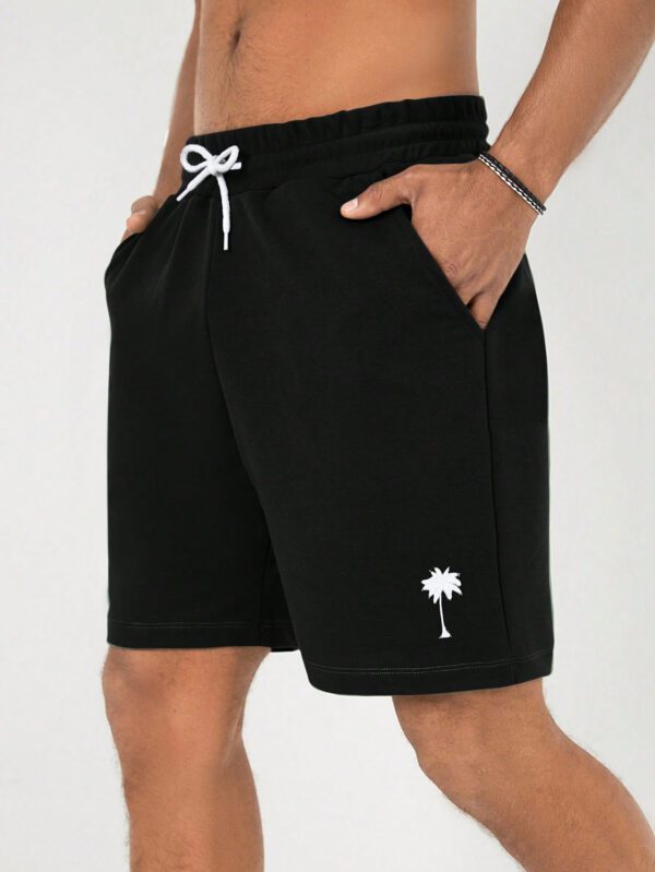 Shorts À Taille À Cordon De Serrage Imprimé Arbre De Coco Pour Hommes – Image 9