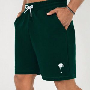 Shorts À Taille À Cordon De Serrage Imprimé Arbre De Coco Pour Hommes
