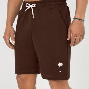 Shorts À Taille À Cordon De Serrage Imprimé Arbre De Coco Pour Hommes