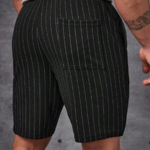 Manfinity Modomio Shorts tricotés rayés pour hommes, noirs unis avec sueur, décontractés urbains