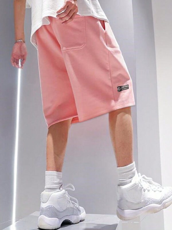 Manfinity Hypemode Shorts amples à la taille à cordon de serrage pour homme avec patchwork – Image 5