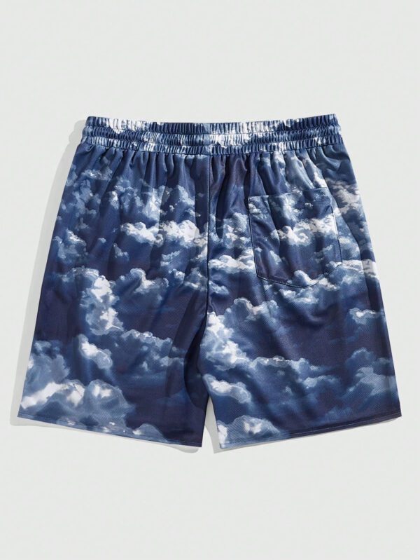 ROMWE Prep Short casual avec imprimé lettre ciel, taille à cordon, style pour homme, pour l'école – Image 5