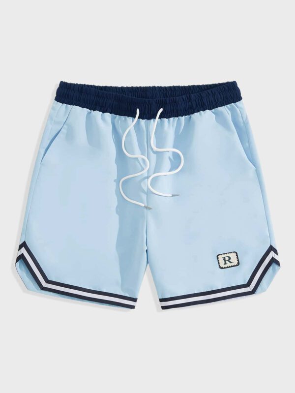 ROMWE Prep Short à cordon de serrage avec rayures et lettres pour hommes, école – Image 4