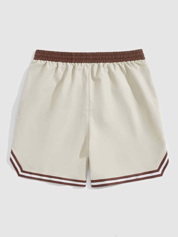 ROMWE Prep Short à cordon de serrage avec rayures et lettres pour hommes, école – Image 6