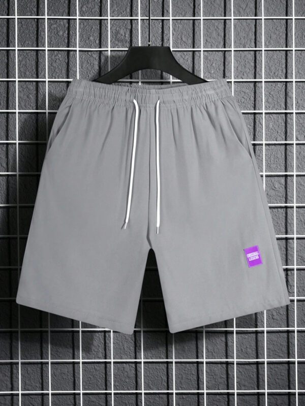 Manfinity Hypemode Shorts Pour Hommes Amples À Imprimé De Lettres Et Patchwork Avec Taille À Cordon