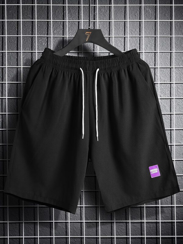 Manfinity Hypemode Shorts Pour Hommes Amples À Imprimé De Lettres Et Patchwork Avec Taille À Cordon – Image 2