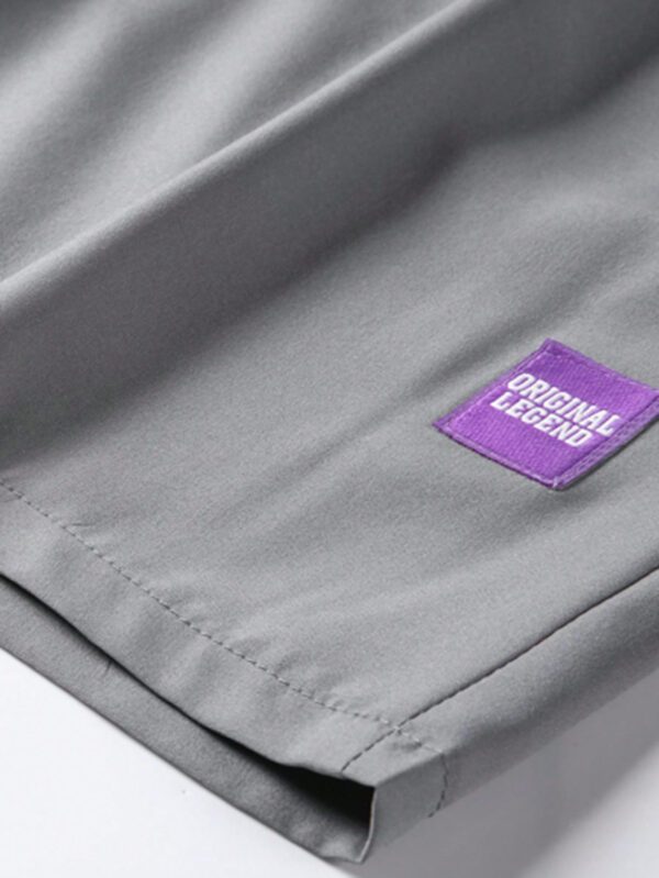 Manfinity Hypemode Shorts Pour Hommes Amples À Imprimé De Lettres Et Patchwork Avec Taille À Cordon – Image 8