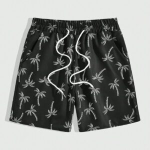 ROMWE Street Life Short à cordon de serrage avec impression simple pour hommes