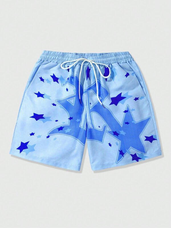 ROMWE Prep Short homme imprimé étoiles, en tissu, convient pour le port quotidien au printemps et en été, école – Image 3