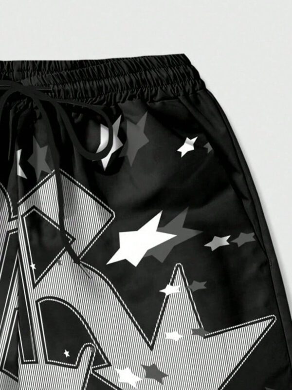 ROMWE Prep Short homme imprimé étoiles, en tissu, convient pour le port quotidien au printemps et en été, école – Image 6
