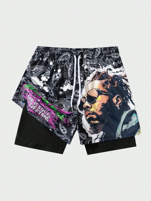 ROMWE Street Life Shorts 2 en 1 imprimés pour hommes, parfait pour un port quotidien au printemps et en été