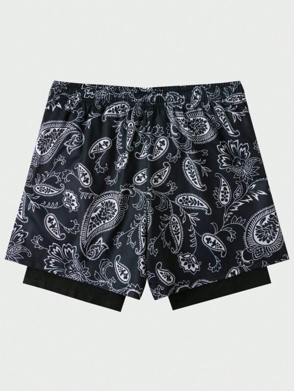 ROMWE Street Life Shorts 2 en 1 imprimés pour hommes, parfait pour un port quotidien au printemps et en été – Image 3