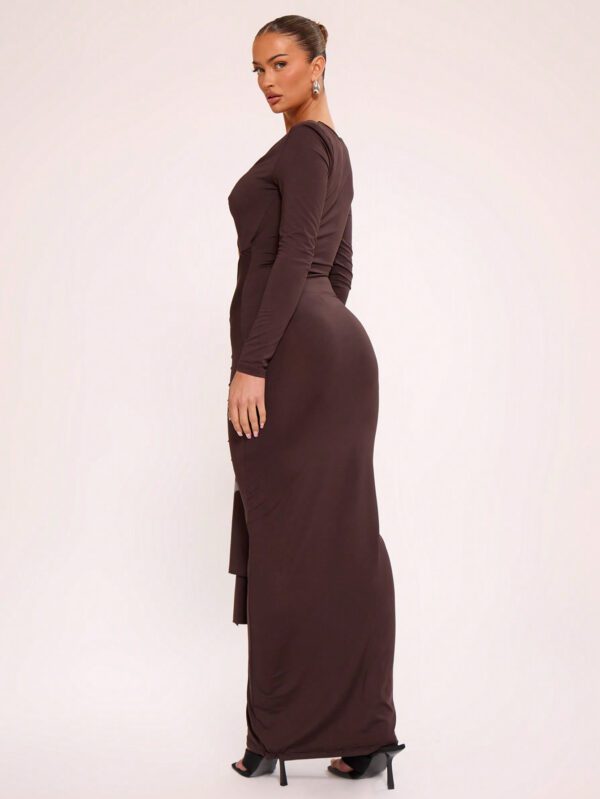 MUSERA Robe de fête de vacances à manches longues découpées et plissées, maxi, Noël – Image 7