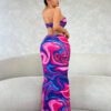 SHEIN SXY Robe de vacances bandeau pour dames, tie-dye moulante évidée