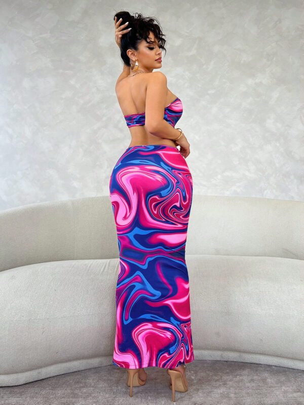 SHEIN SXY Robe de vacances bandeau pour dames, tie-dye moulante évidée