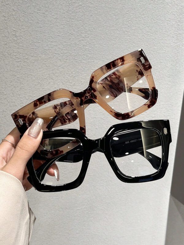 2 paires de lunettes carrées anti-lumière bleue unisexes, verres transparents à la mode, convenant pour la décoration et l'assortiment quotidiens. Accessoires de lunettes anti-lumière bleue pour femmes
