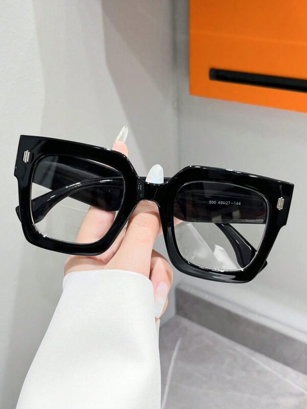 2 paires de lunettes carrées anti-lumière bleue unisexes, verres transparents à la mode, convenant pour la décoration et l'assortiment quotidiens. Accessoires de lunettes anti-lumière bleue pour femmes – Image 2