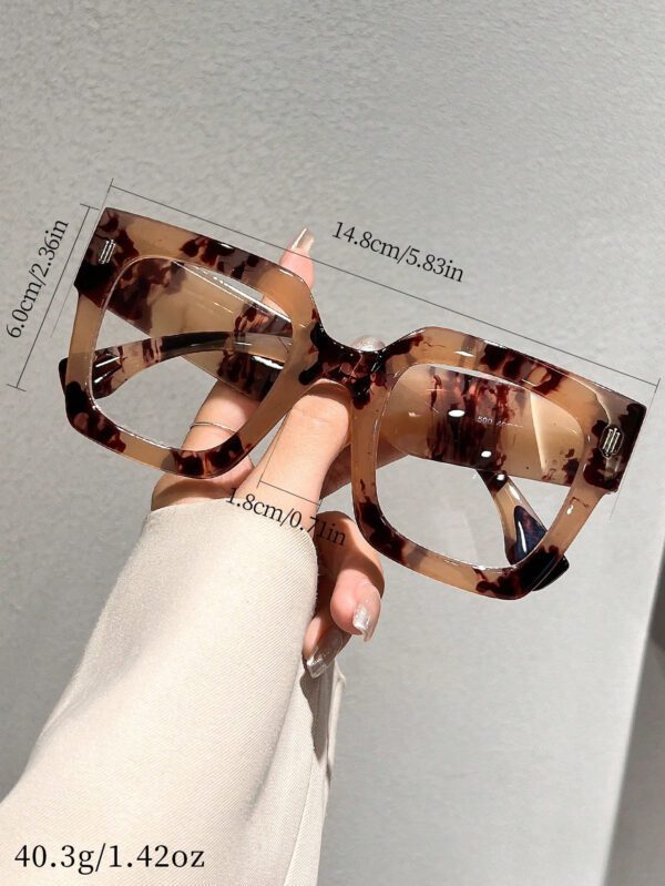 2 paires de lunettes carrées anti-lumière bleue unisexes, verres transparents à la mode, convenant pour la décoration et l'assortiment quotidiens. Accessoires de lunettes anti-lumière bleue pour femmes – Image 6