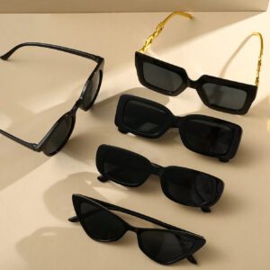 5 paires de lunettes de soleil mode anti-UV unisexe, convenant pour la décoration quotidienne et s'assortissant aux accessoires de plage pour femmes